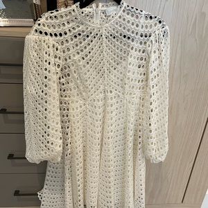 Beautiful white eyelet short dress with flowy sleeves